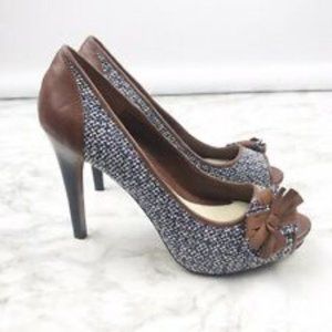 5/$25 Lela Rose tweed peep toe stilleto Heels